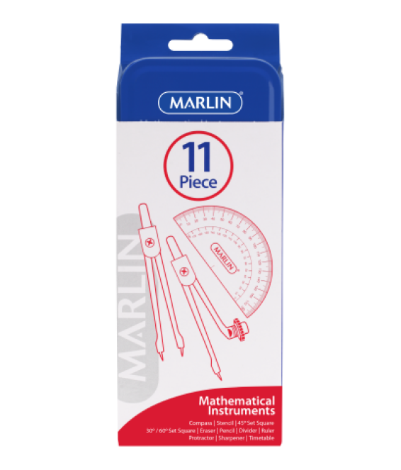Maths Set Marlin 11pc Metal container