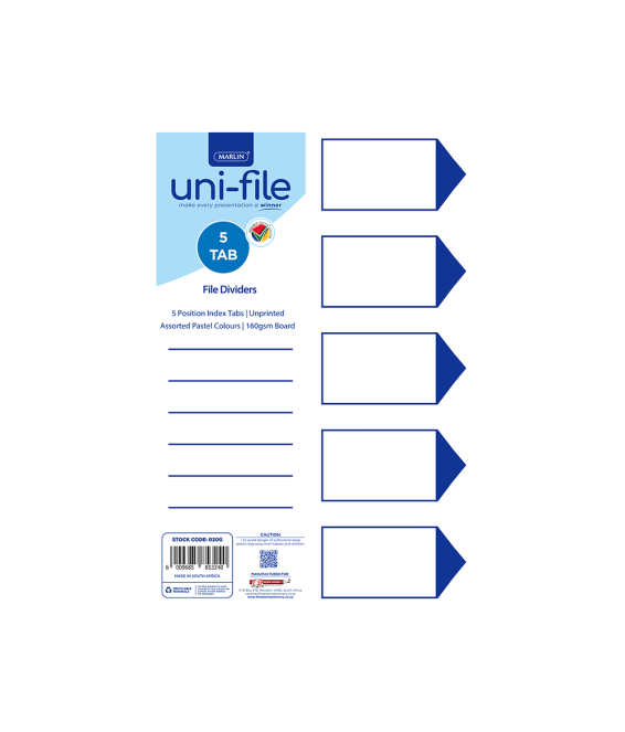 File Dividers 5 Position Board Pastel