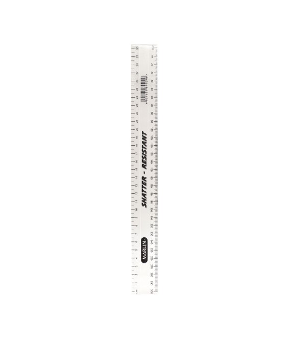 Ruler 30cm Marlin Shatter-Resist Clear