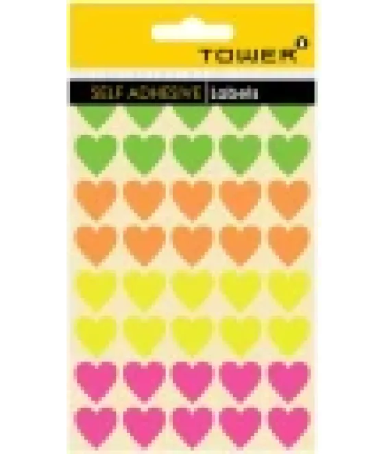 Stickers Hearts Fluorescent Asst Colours