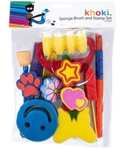 Sponge Brush & Stamp Set Khoki 12pc