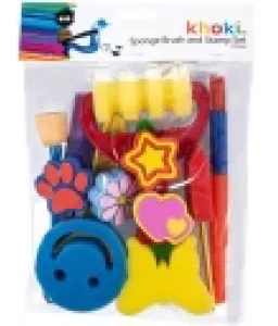 Sponge Brush & Stamp Set Khoki 12pc