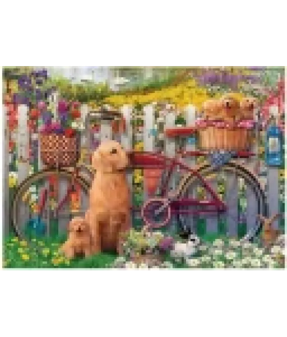 Puzzle 1500pc Garden dogs with Bike