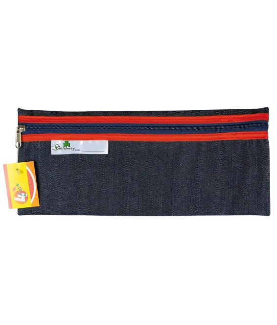 Pencil Bag Trefoil Denim 33cm Red