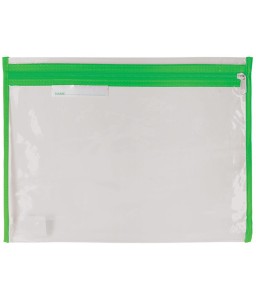 Book Bag Clear with Zip 36x27cm Green